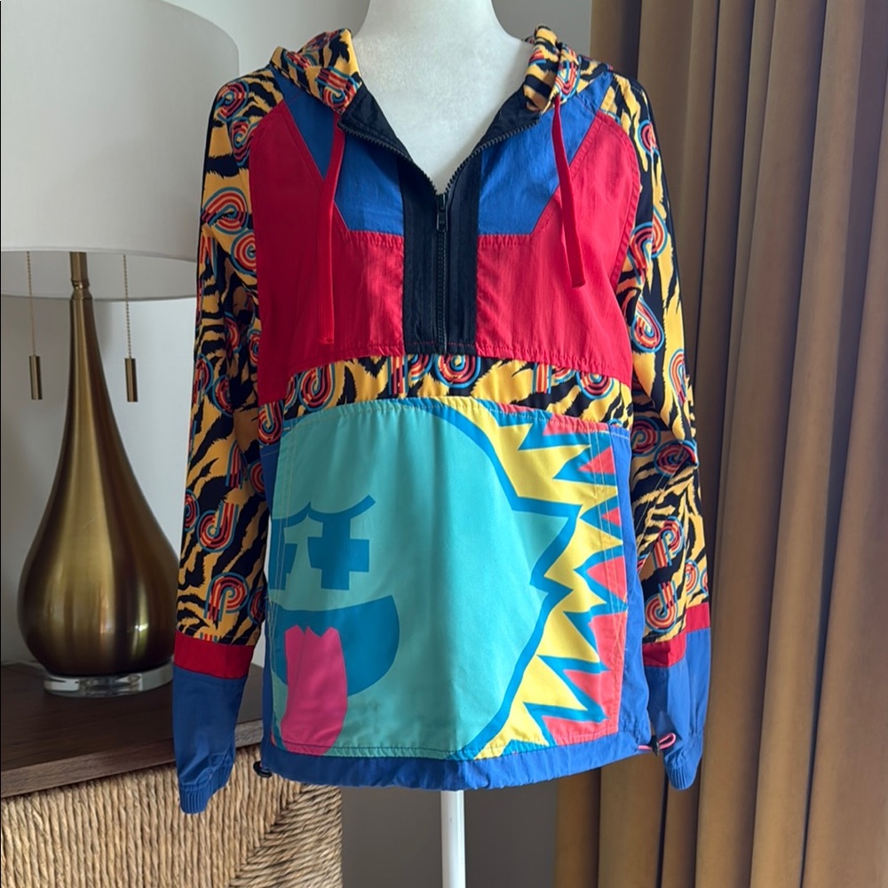 Y2K Pink Dolphin Hooded Pullover Windbreaker